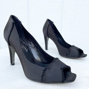 Pedro Garcia Kelly Black Satin Pump Heel